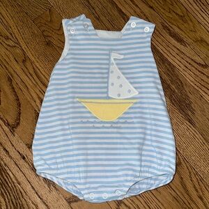 Blue and White Striped Sailboat Romper